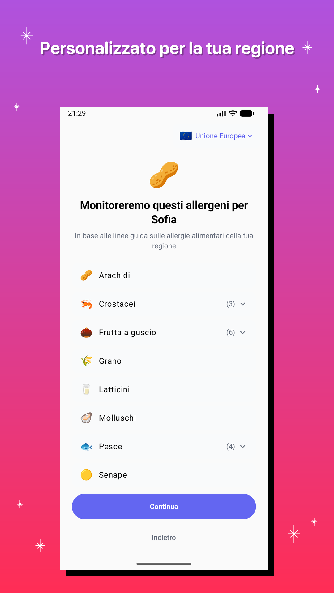 Personalizzato per la tua regione