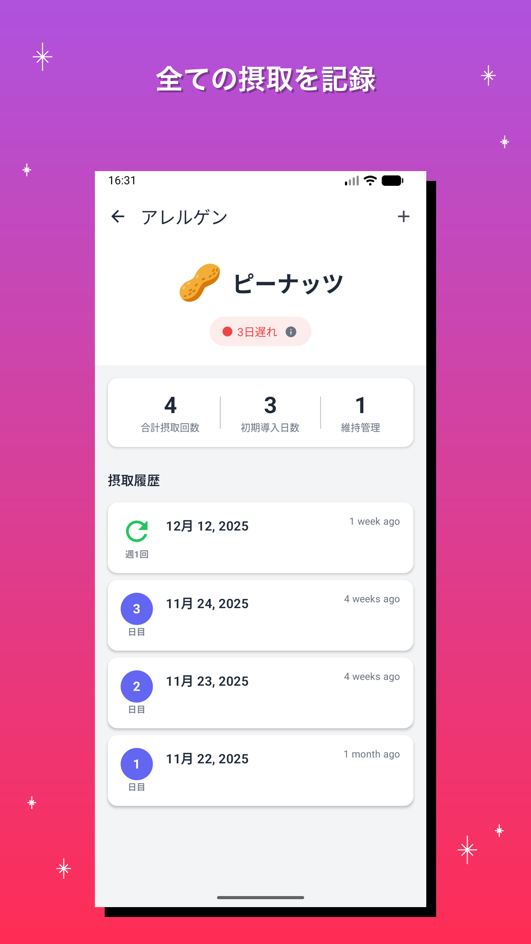 全ての摂取を記録