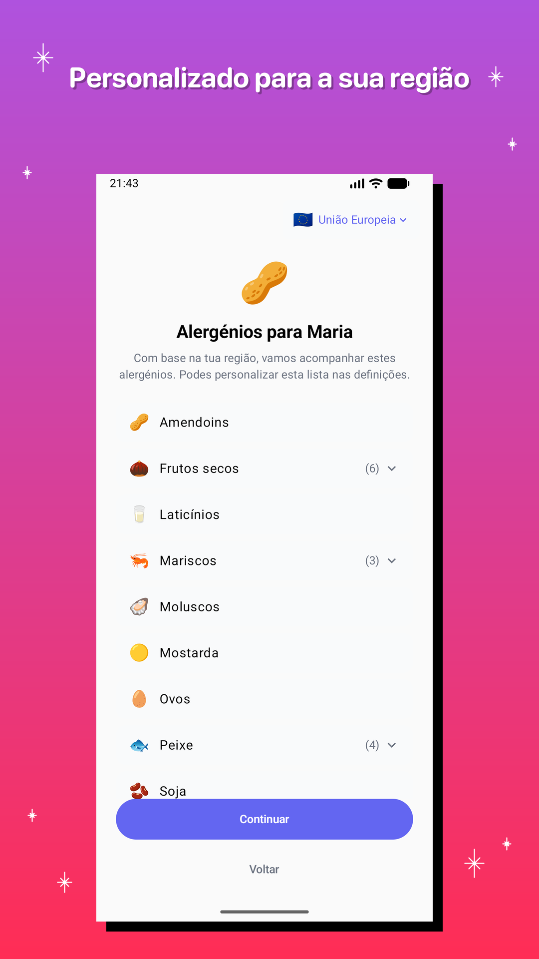 Personalizado para a sua região