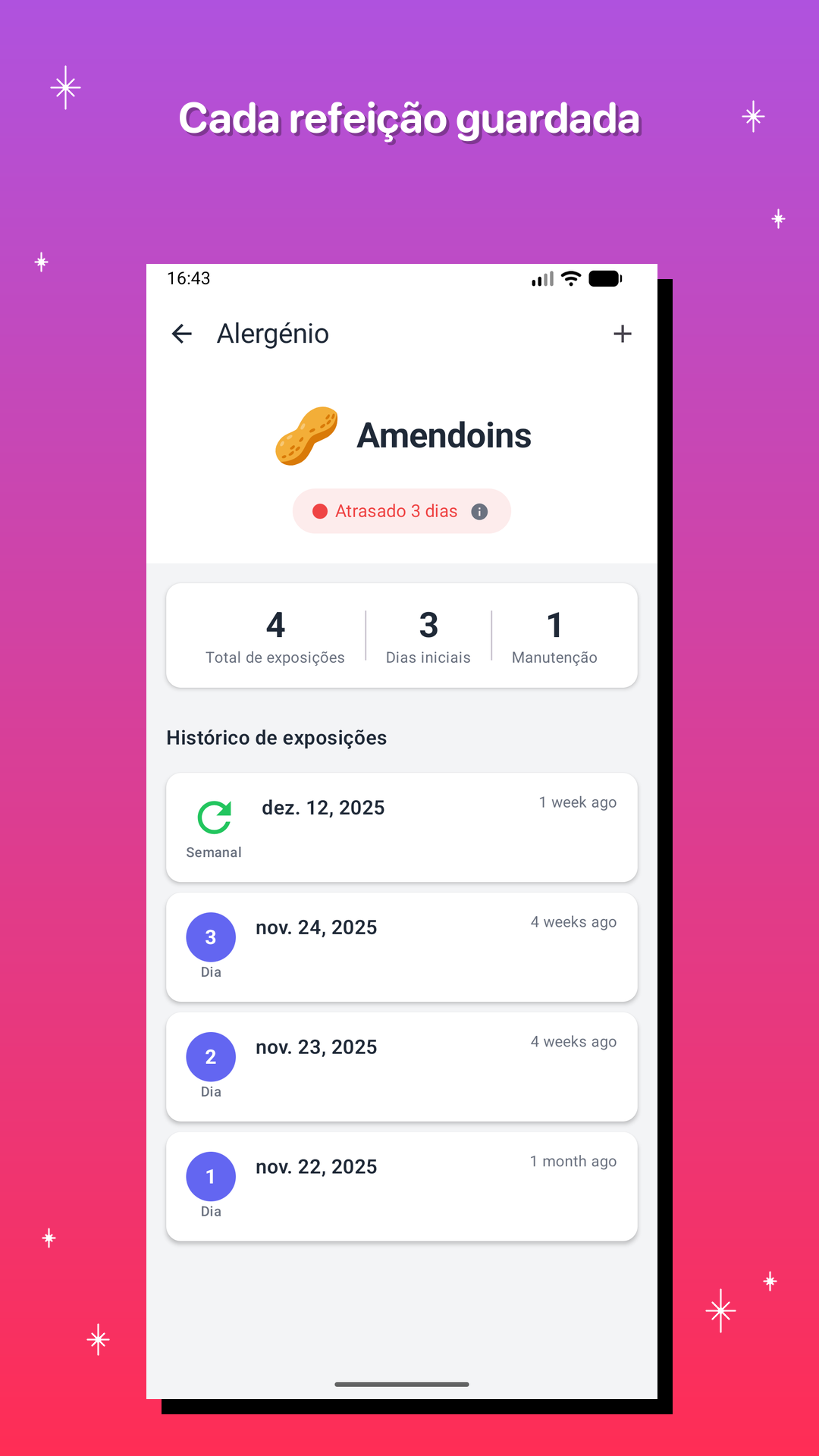 Cada refeição guardada